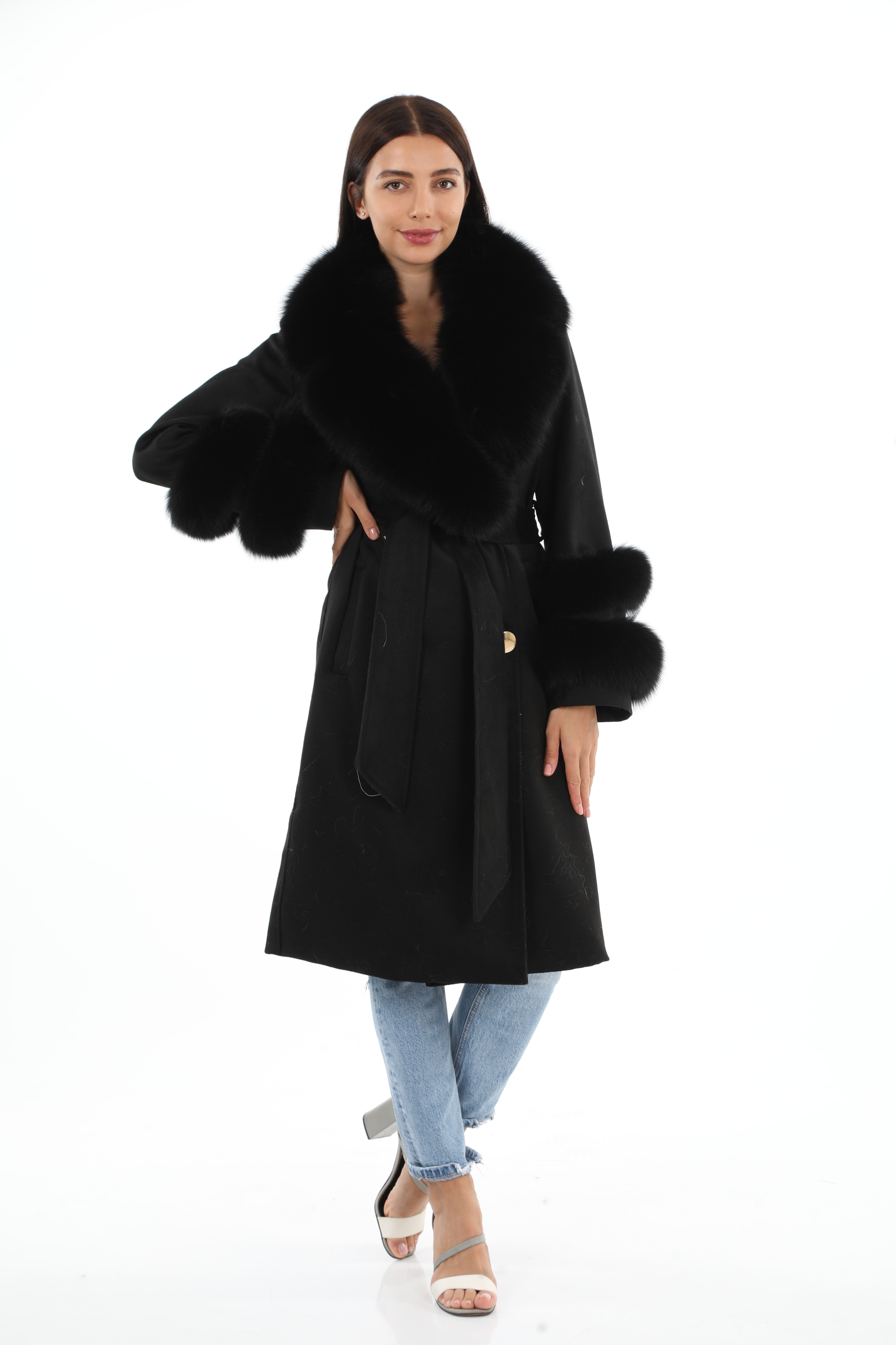 Furry long outlet coat