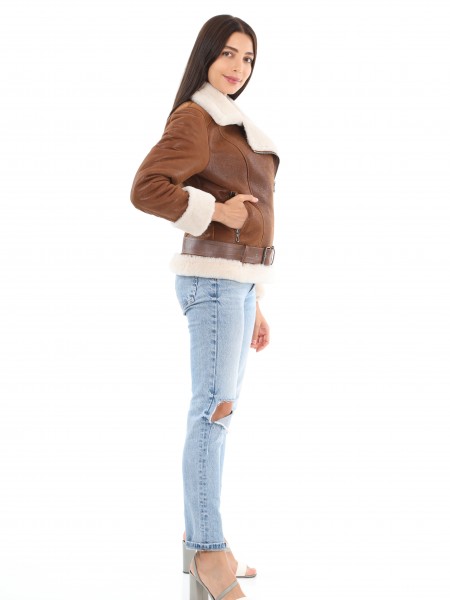 Taba Stylish Shearling Leather Coat