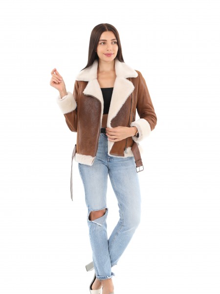 Taba Stylish Shearling Leather Coat